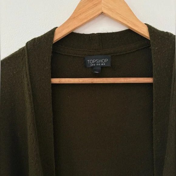 Topshop Size US 10 Brown Open Front Oversized Cardigan Cozy Minimalist Layering - Picture 5 of 10